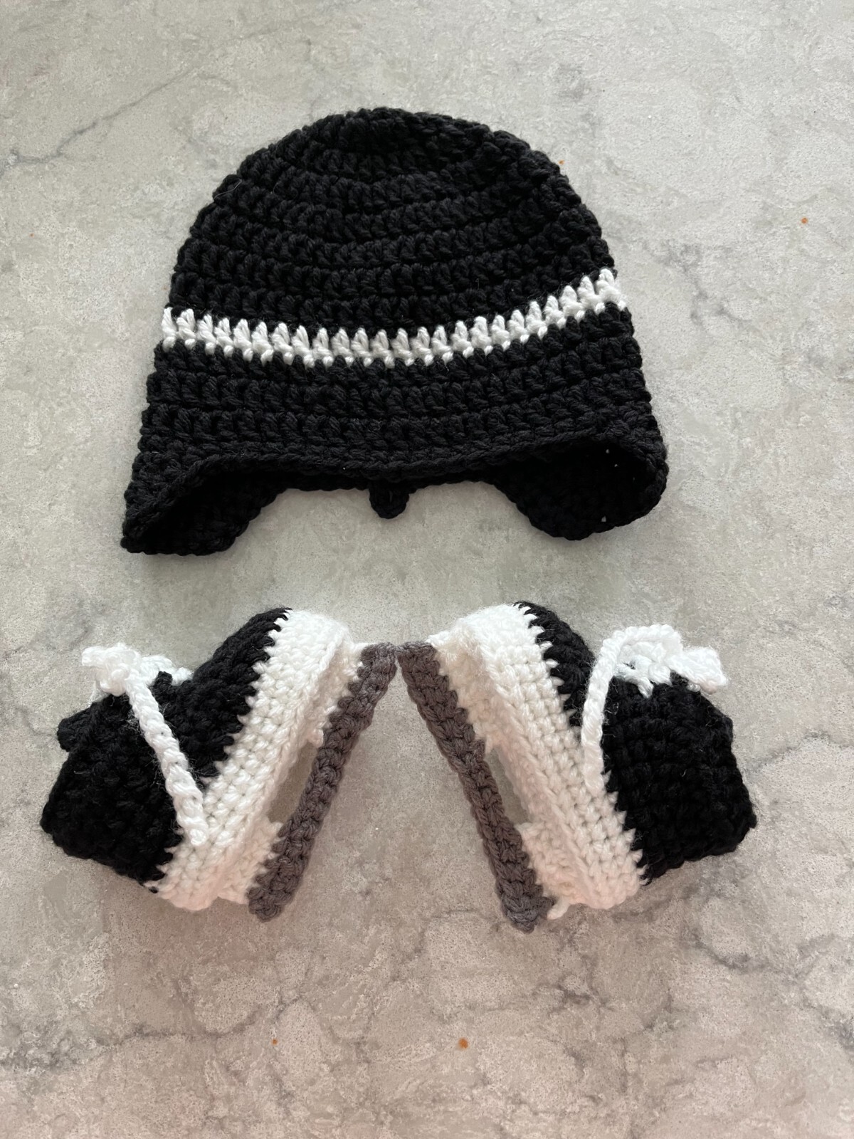 Baby Hockey Outfit Diaper Cover Set Black Shorts Legging Skates Handmade NEW