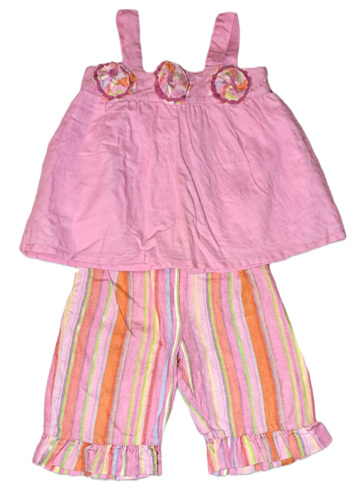 Girls ORIENT EXPRESSED pink boutique outfit 3T beach lime striped pants tank top