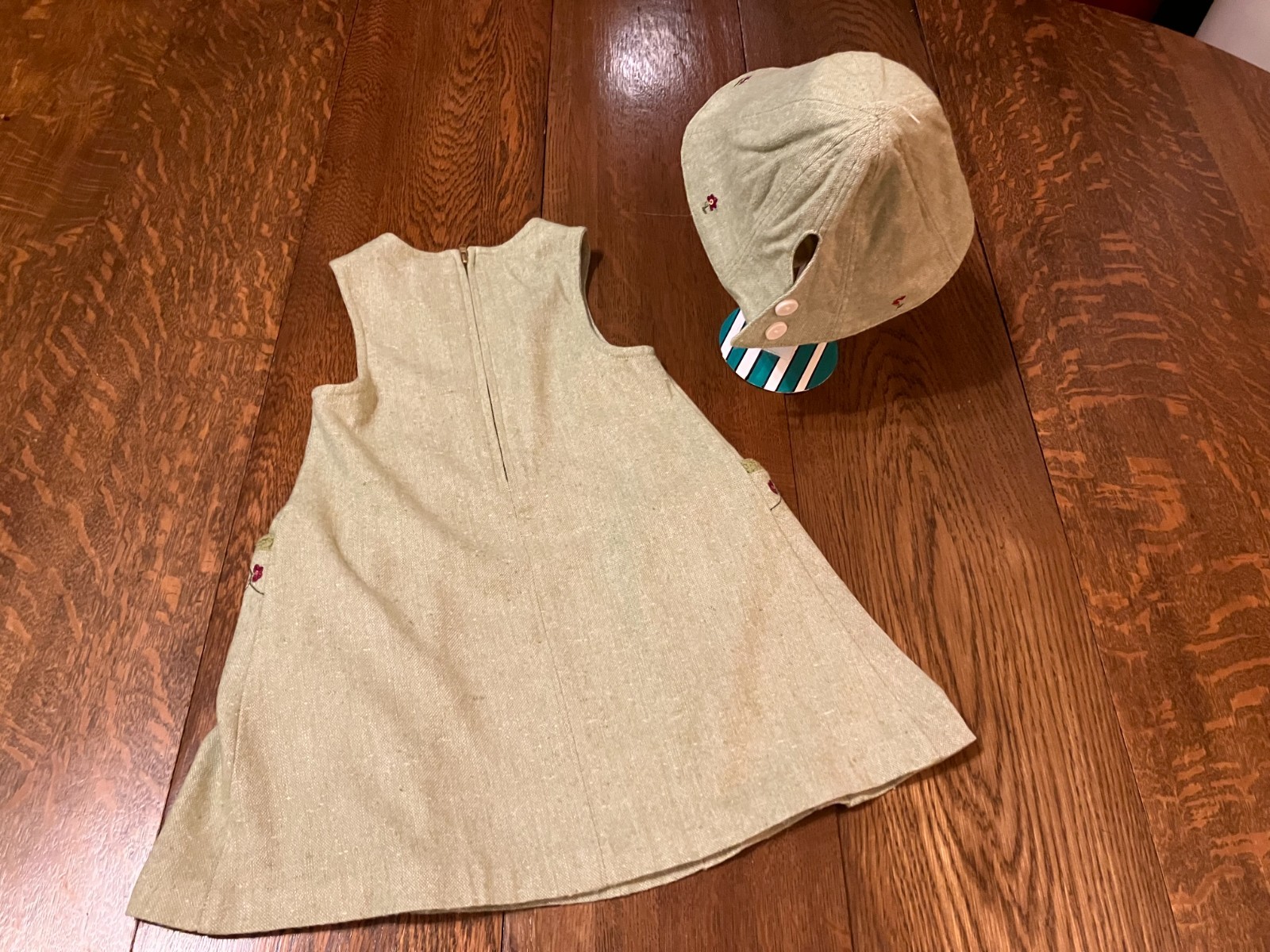Vtg Gymboree 2001 Mad About Plaid wool jumper dress lined matching hat 4