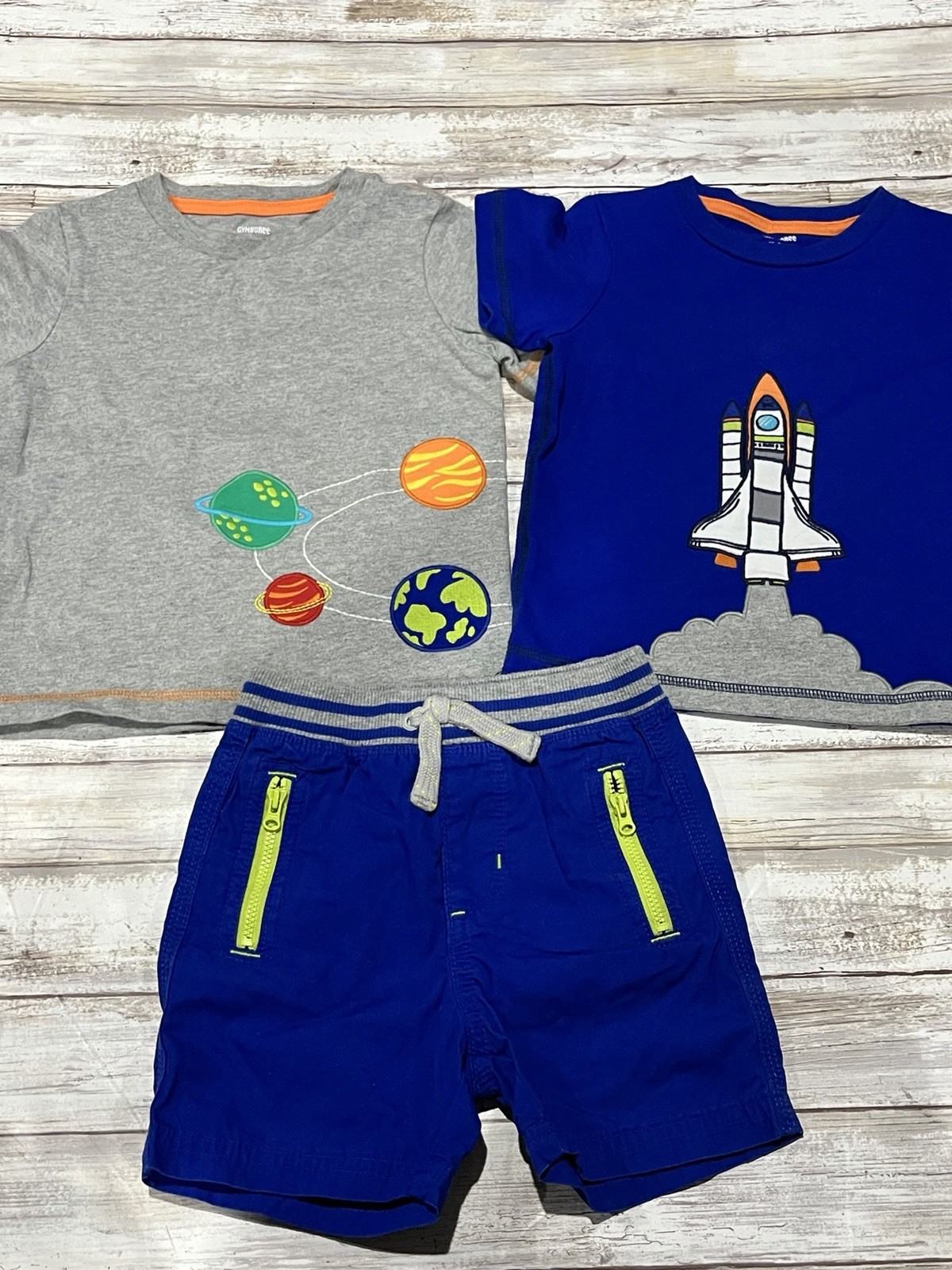 Gymboree Boys 18 24 Months 2T Future Astronaut Blue Shorts Planets Shirts Lot