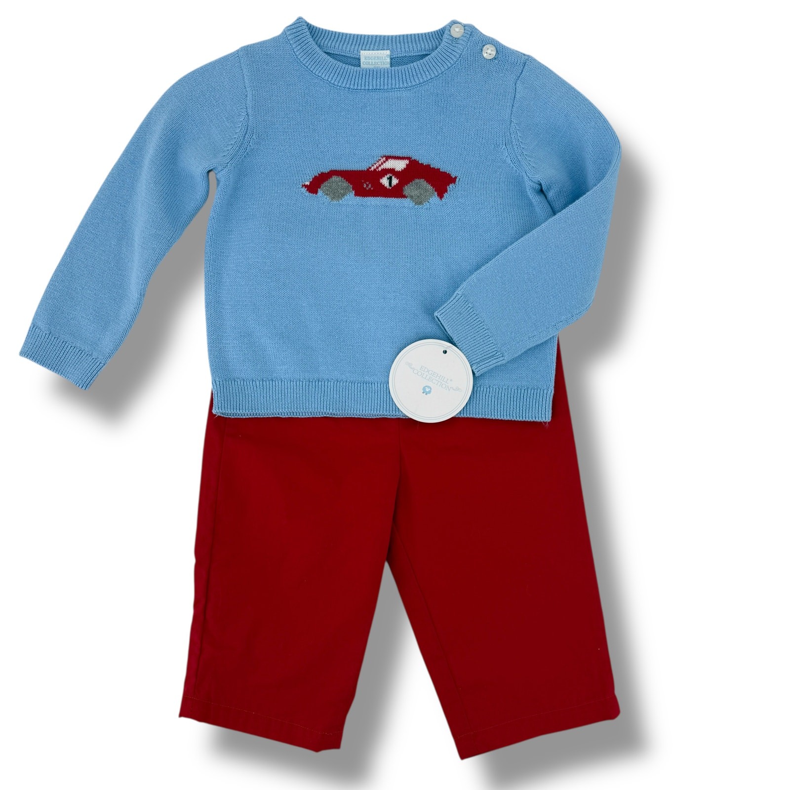 Edgehill Collection Baby Boy Race Car Knit Sweater Pants Set Size 18 Months