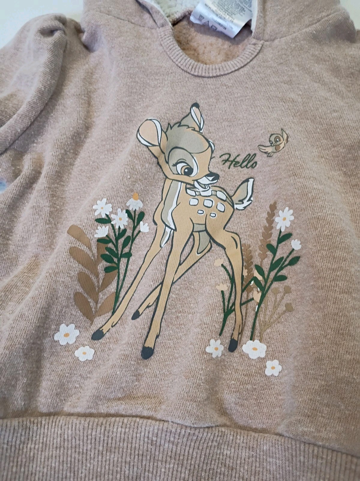 Disney Baby Size 18 Months Brown Bambi Hooded Sweater & Pants Matching Set