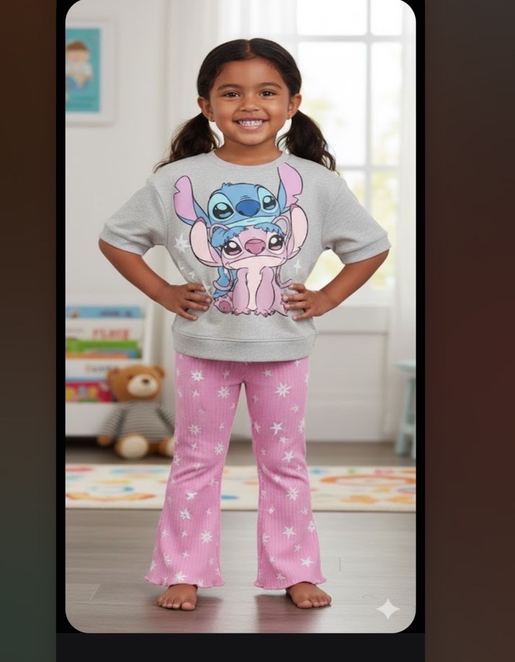 Net Disney LILO & Stitch & Angel Sweatshirt flare Size 2T Leggings Set Grey Pink