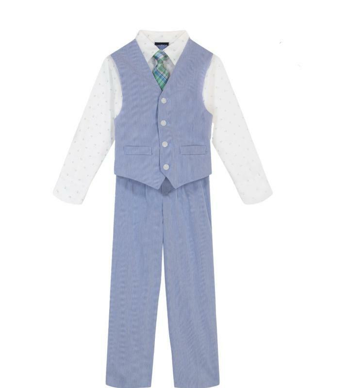 Nautica Toddler and Little Boys Pin Cord Machine Washable Vest Set – Bright Blue