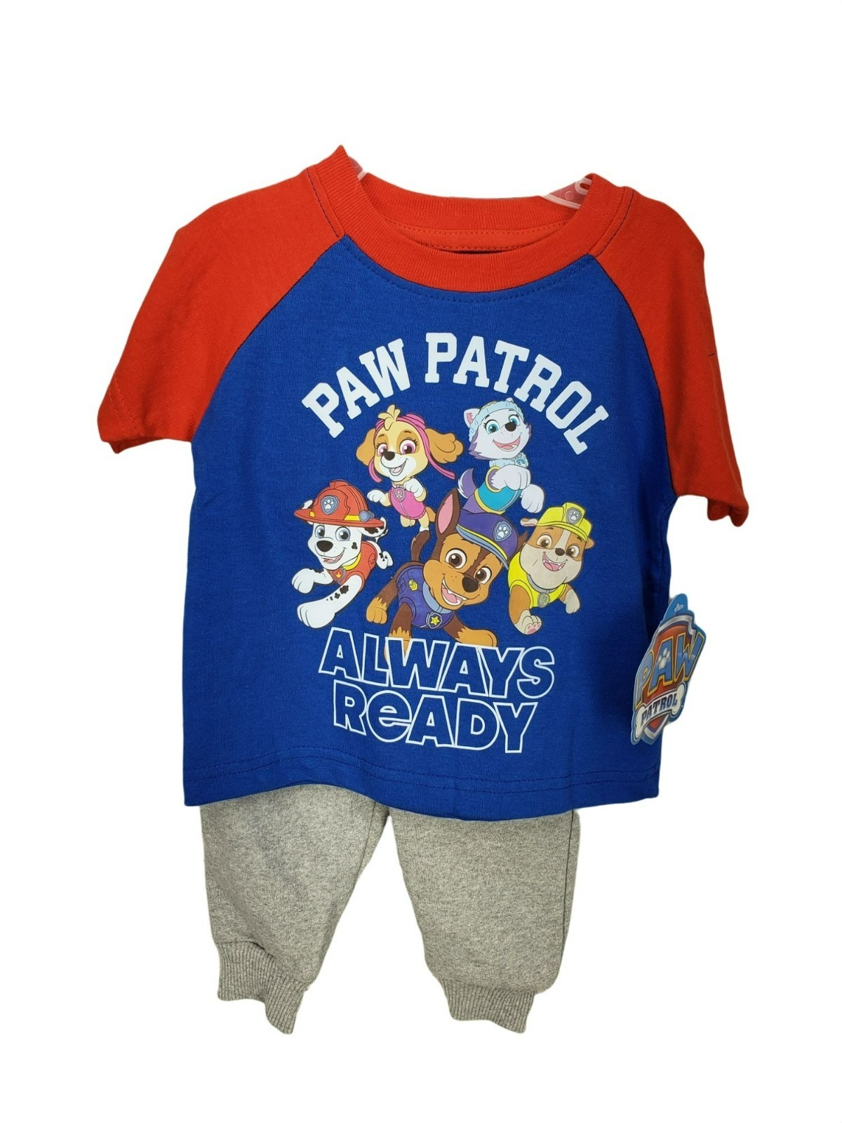 Paw Patrol Toddler 2-Piece Outfit Always Ready Shirt & Gray Sweatpants 12M