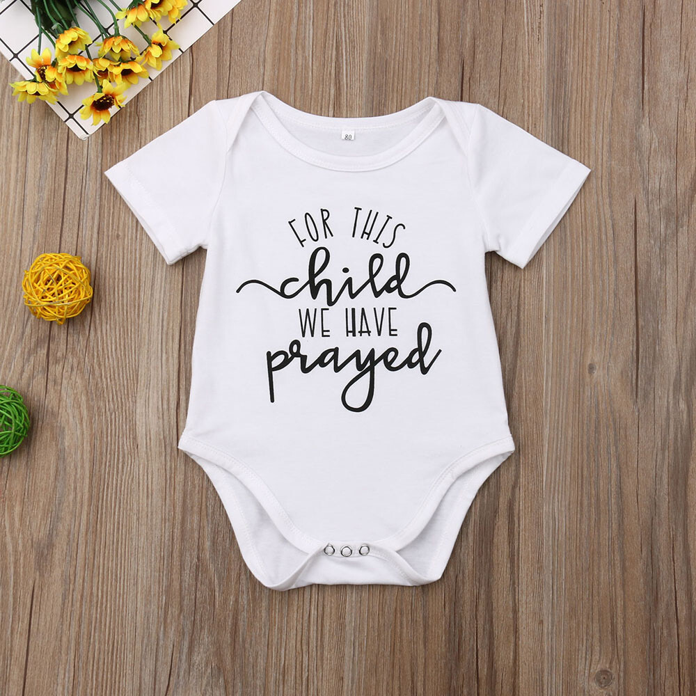 Newborn Baby Girl Boys Button Romper Tops Bodysuit Letter Outfits Set Clothes