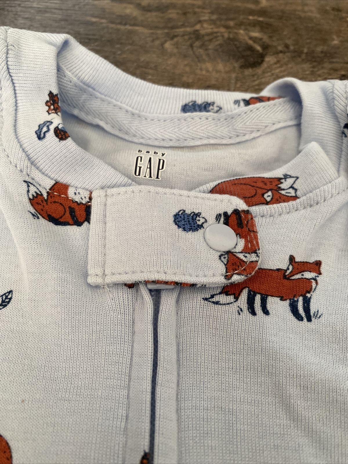 Baby Gap 6-9 Months Pure Blue Fox Footie Outfit Pajamas Zip One Piece NWT