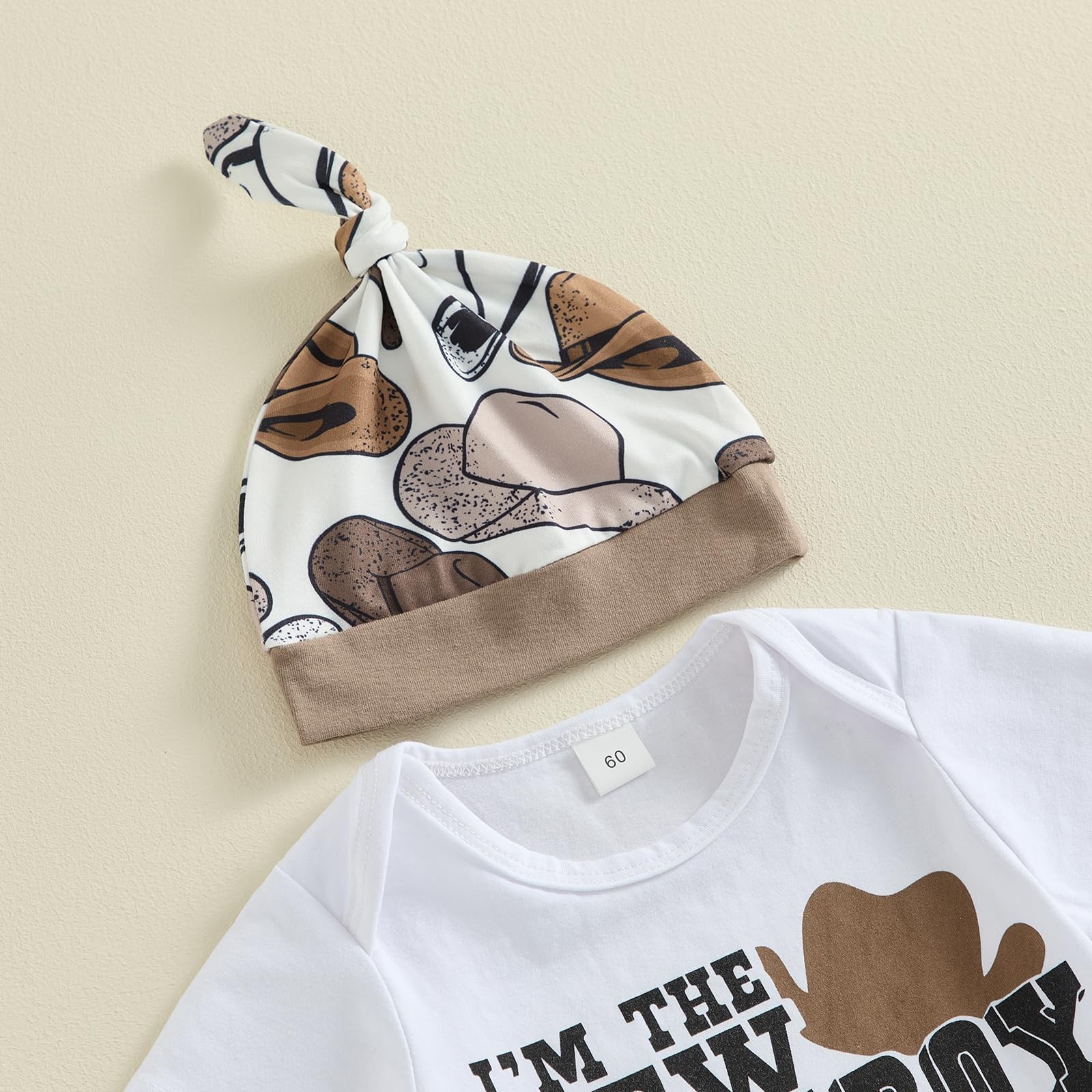 Newborn Baby Boy Cowboy Outfit Country Western Romper Shirt and Cowboy Boot P…