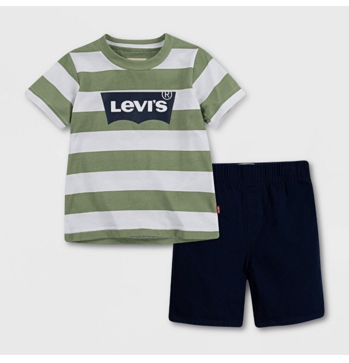 Levi’s Baby Boys’ Graphic Short Sleeve Top & Bottom Set – White/Gray- 6 months