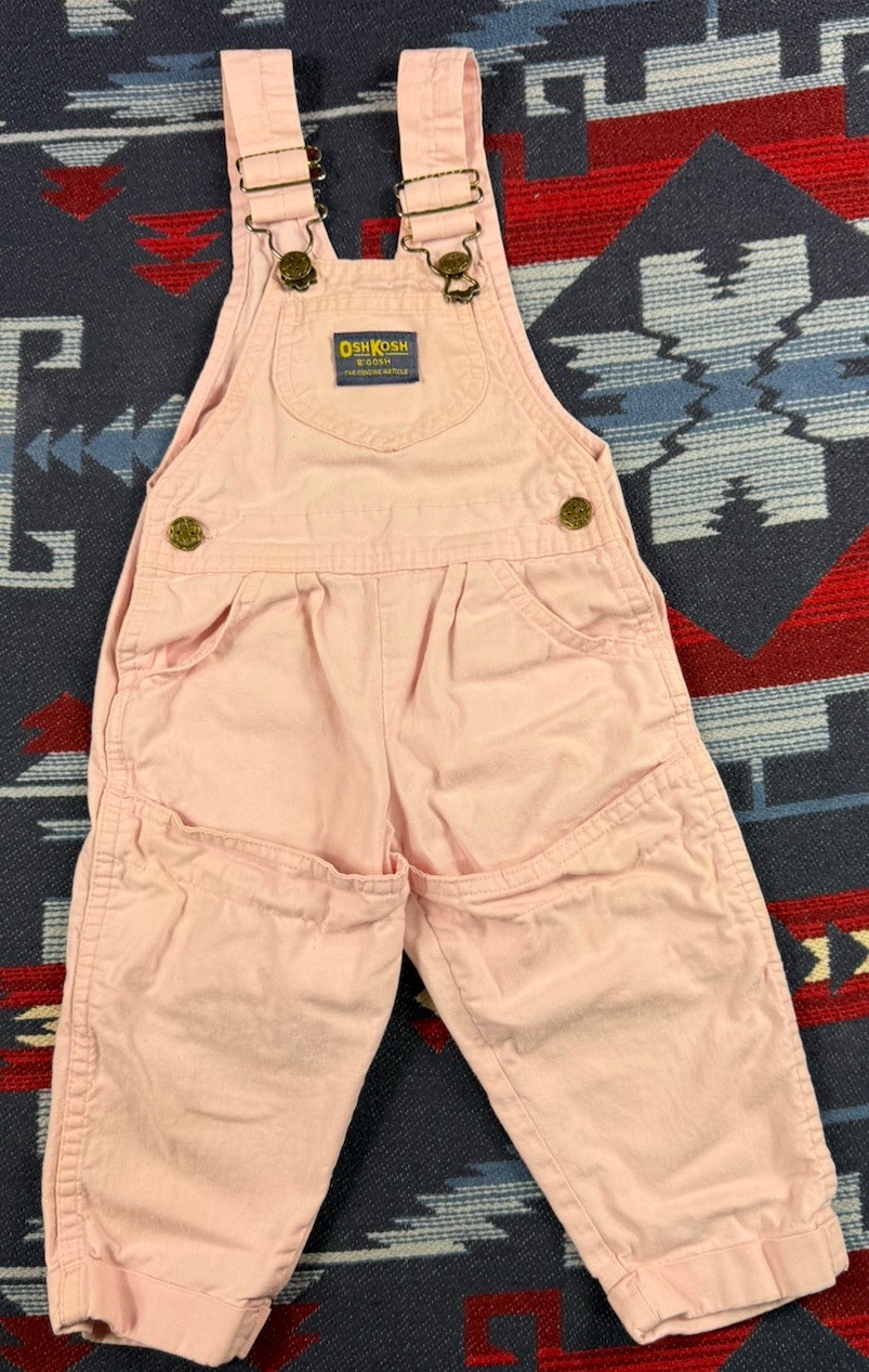 Vintage Oshkosh Baby B’gosh Vestbak Pink Bibs Overalls Romper Size 2T Made USA