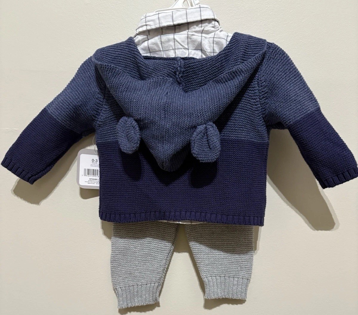 Infant Boy Rene Rofe Baby 3 Piece Set Size 0-3 Months. Cardigan W Little Lad NWT