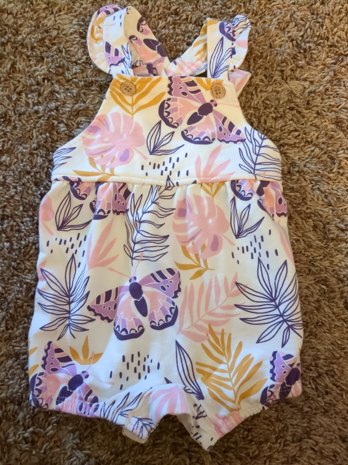 Pekkle Baby Girl 6 Months 2 Overalls Romper Floral