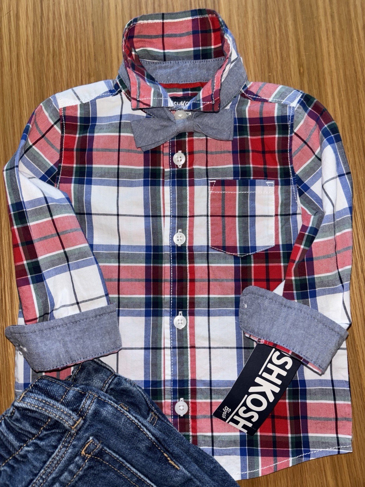 Lil Remix Outfit: *New* OshKosh B’Gosh Shirt W/Bow Tie & Old Navy Jeans Size 18M