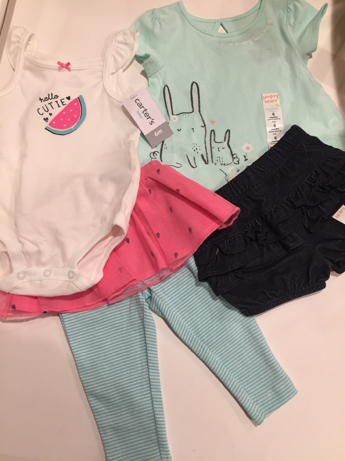Baby Infant Girls 6m Clothing Lot T-shirt Shorts Bodysuit 6 month pants outfit