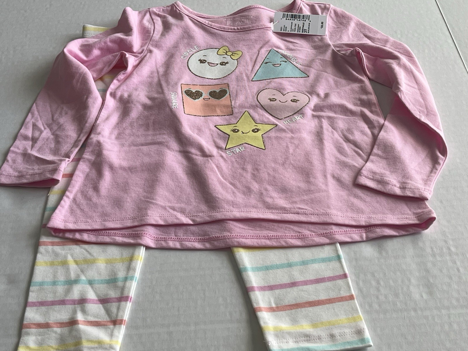 NWT Children’s Place Toddler Girls 2-Piece Colorful Pastel Outfit Shapes Size 3T