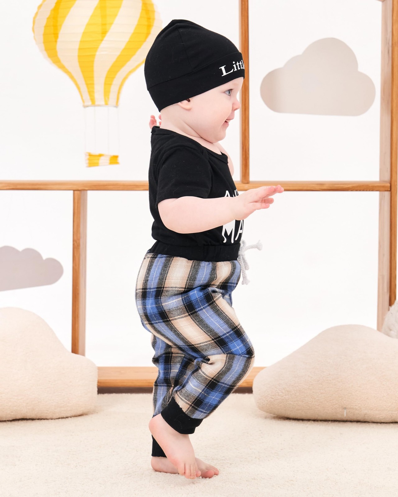 Newborn Baby Boy Outfit Set New to the Crew Shirt Pants Long Infant Clothes