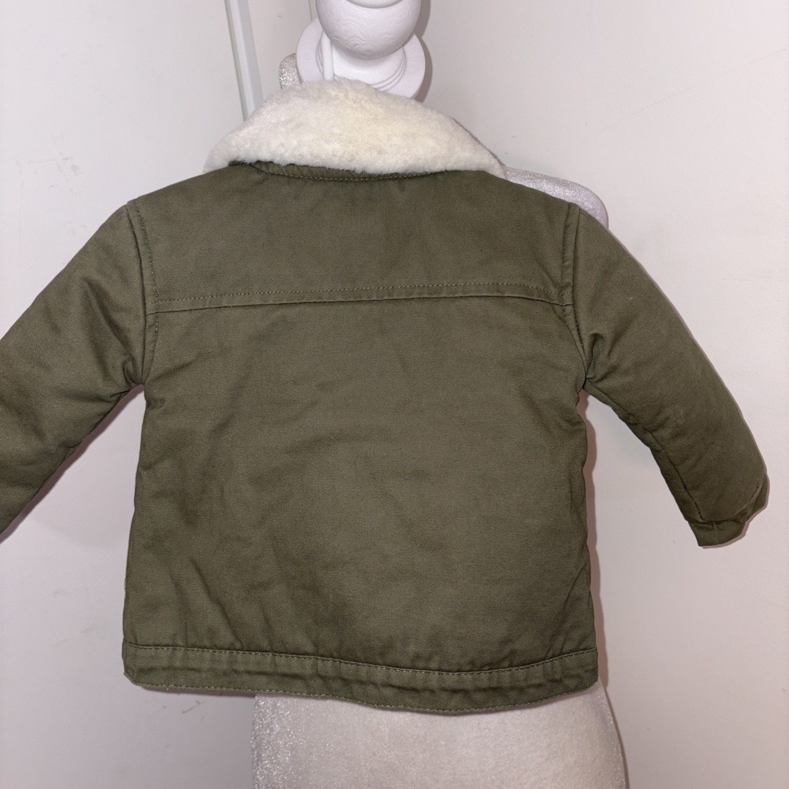 7 for All Mankind Olive Green Jacket Faux Fur Collar 18 Months