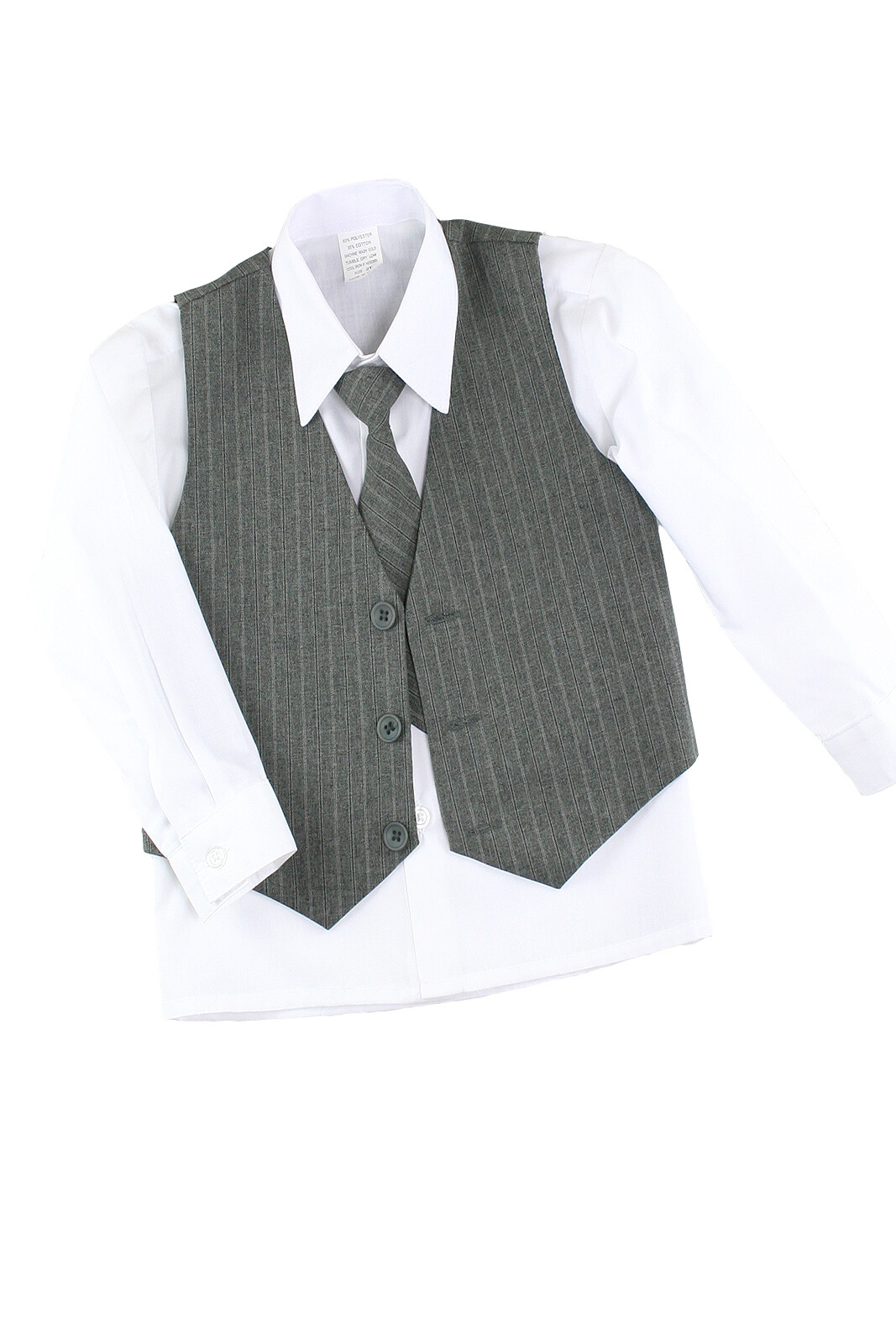 New Baby Toddler Boy Teen 4 PC Vest Pants Set Pinstripe Formal Suit Gray sz S-14