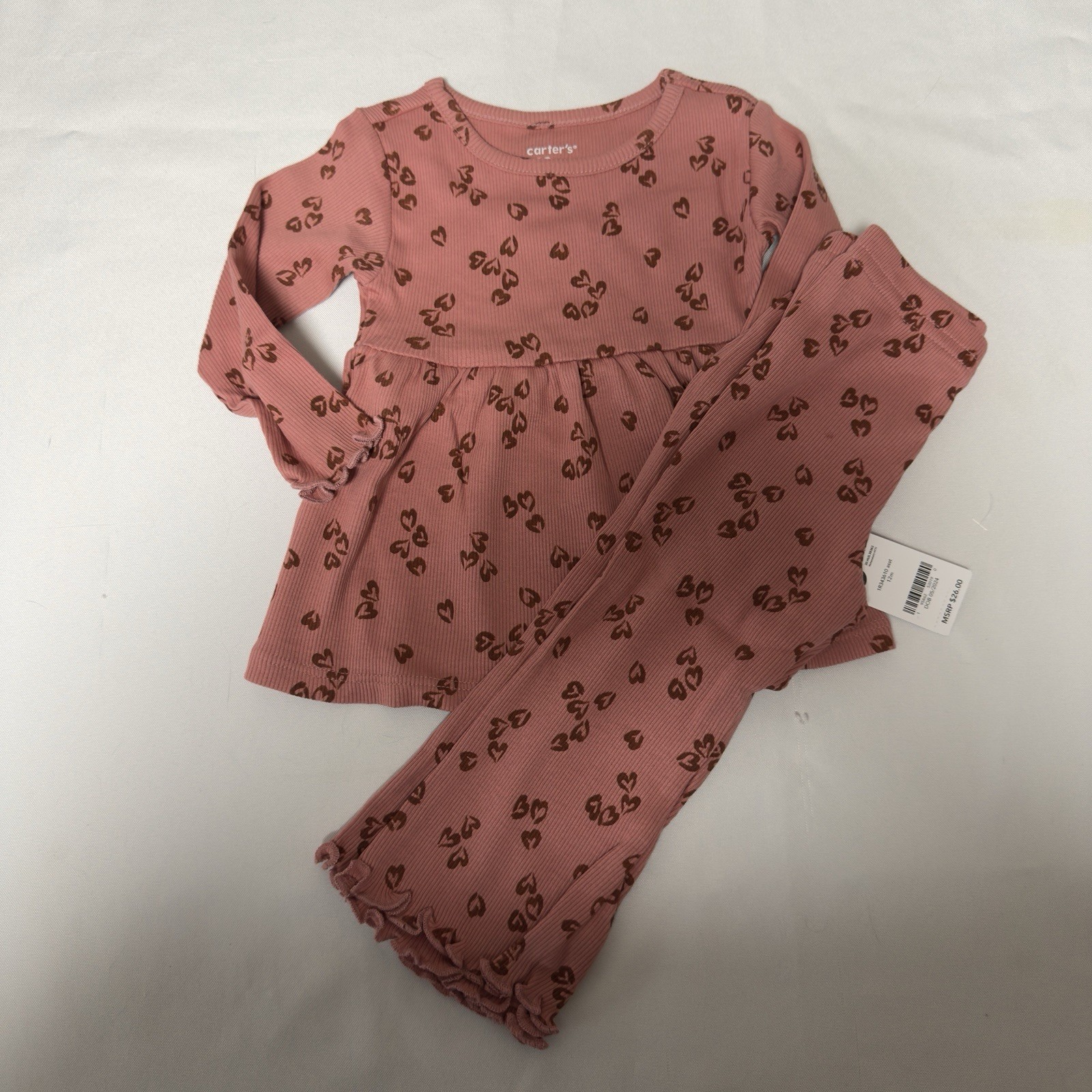 Carter’s Baby Girls 2-Piece Floral Top & Flare Legging Set 12 Months Pink