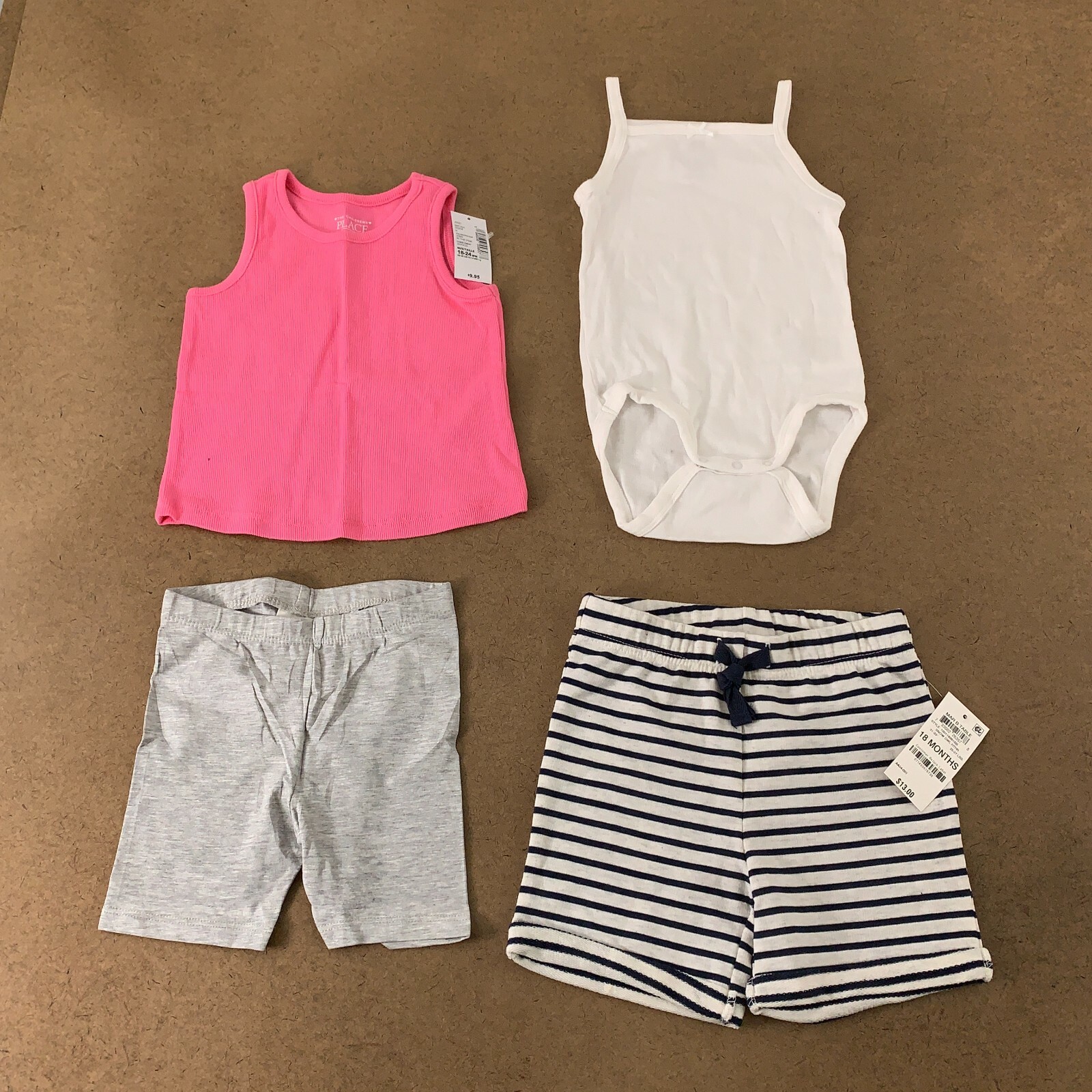 Mixed Brands Baby Girl Size 18 Months Colorful Tanks & Shorts 4 Pieces NWT