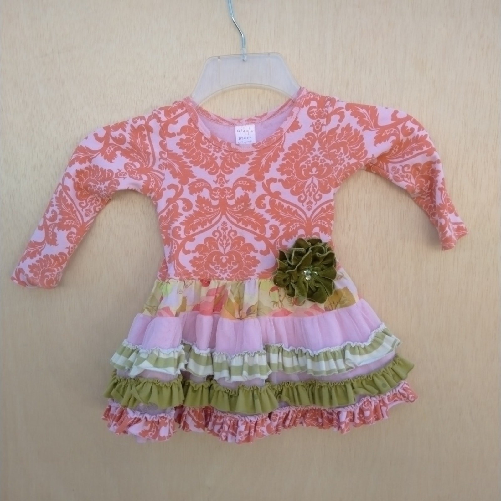 18m Giggle Moon Boutique Baby Girls Harvest Fields Dress Orange Green Fall