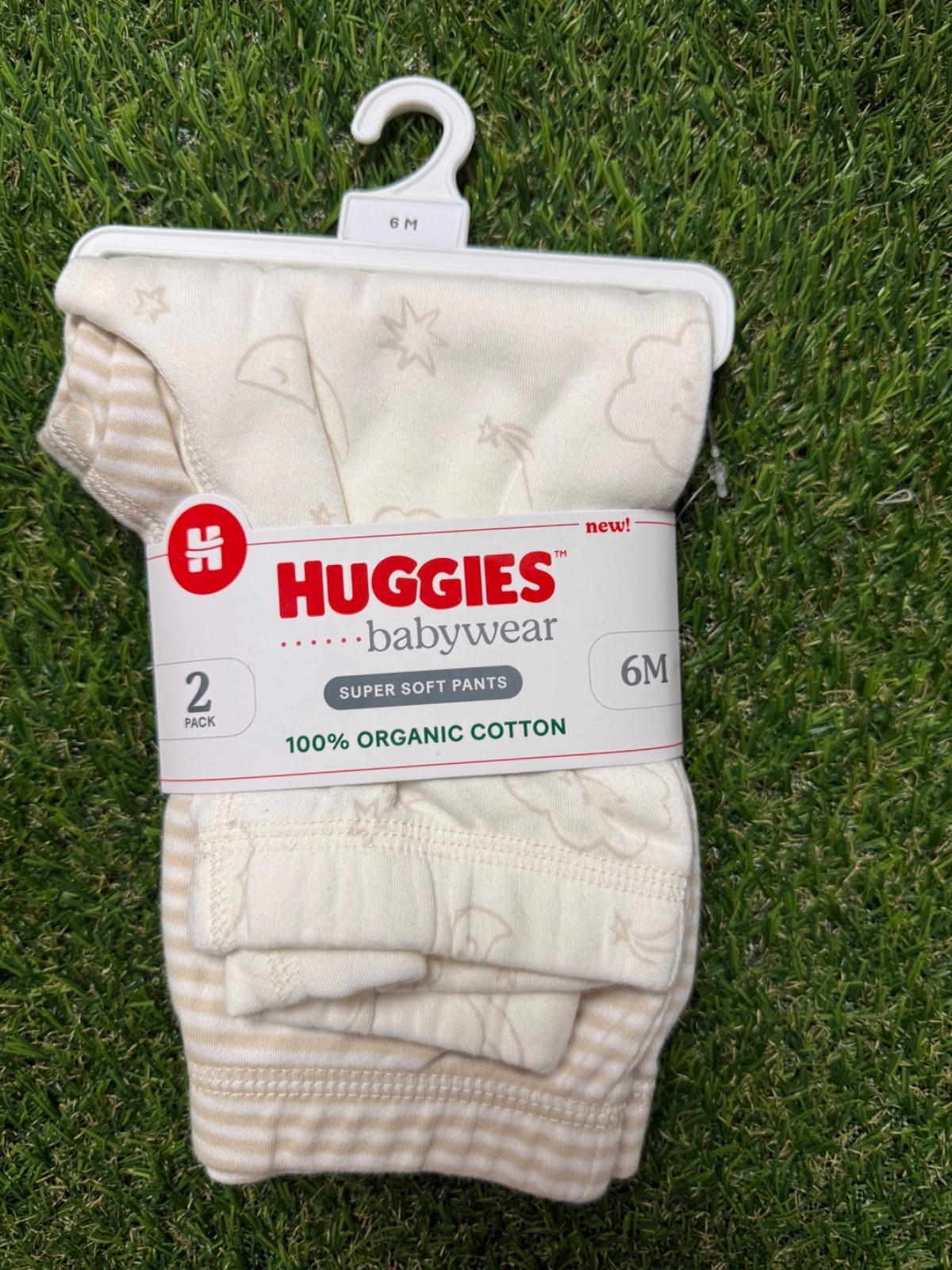 Huggies Babywear Moon & Stars 2-Pack Organic Cotton Pants (6M)