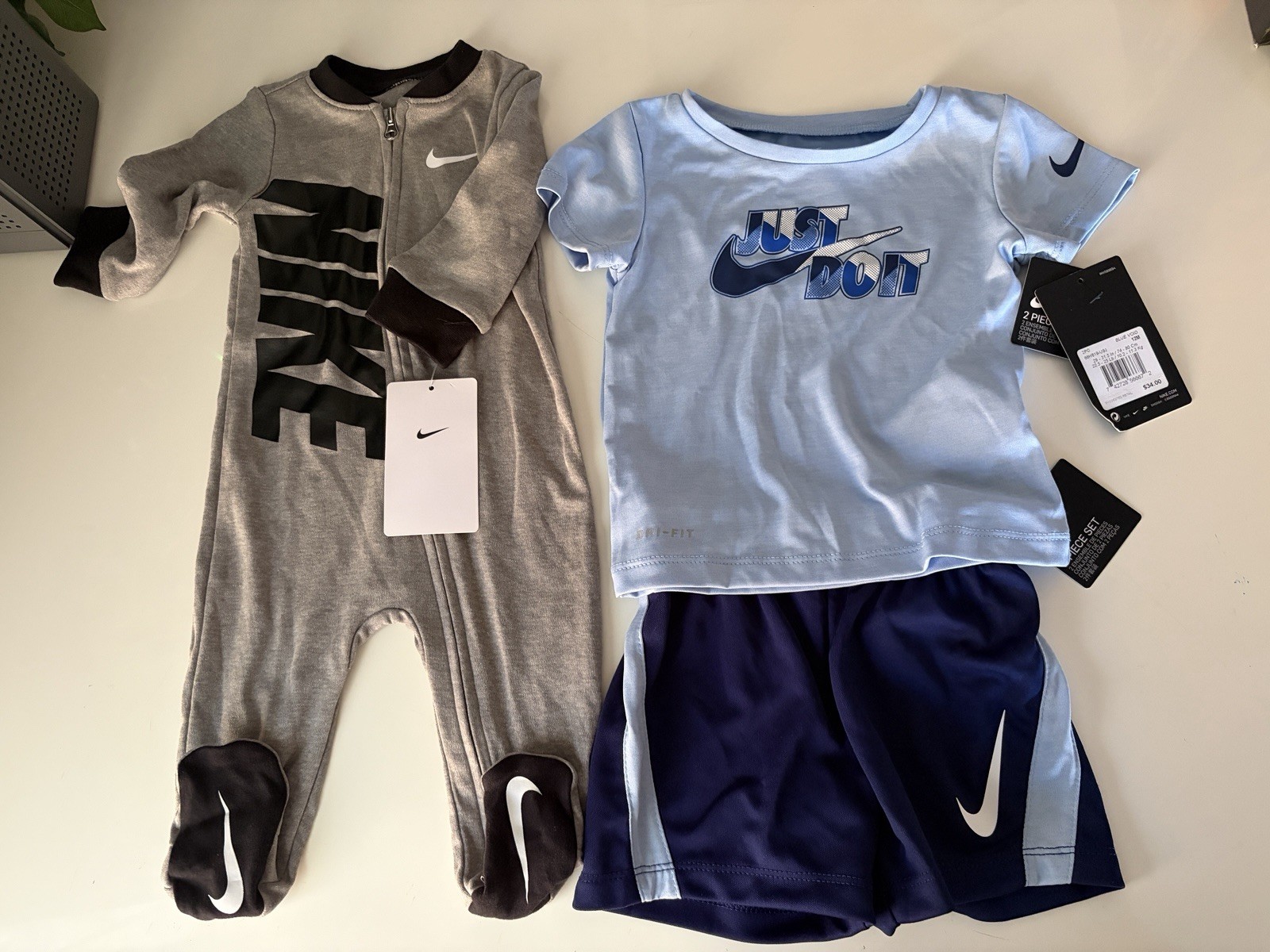 NIKE Blue Boy’s DRI-FIT Shirt & Shorts Outfit, & Gray One Piece 6-12 Months