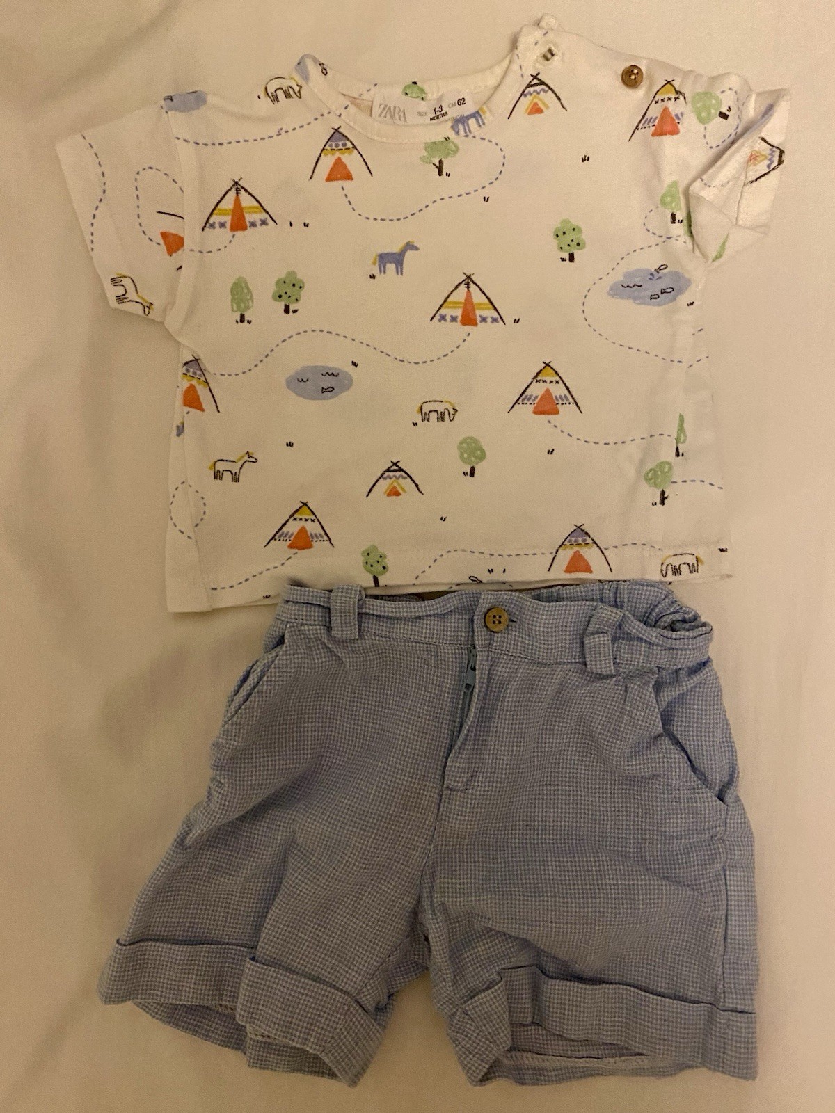 Zara Babidu Baby Boy Bundle Lot Cotton T-shirt Shorts 1-3 Months + 12 Months EUC