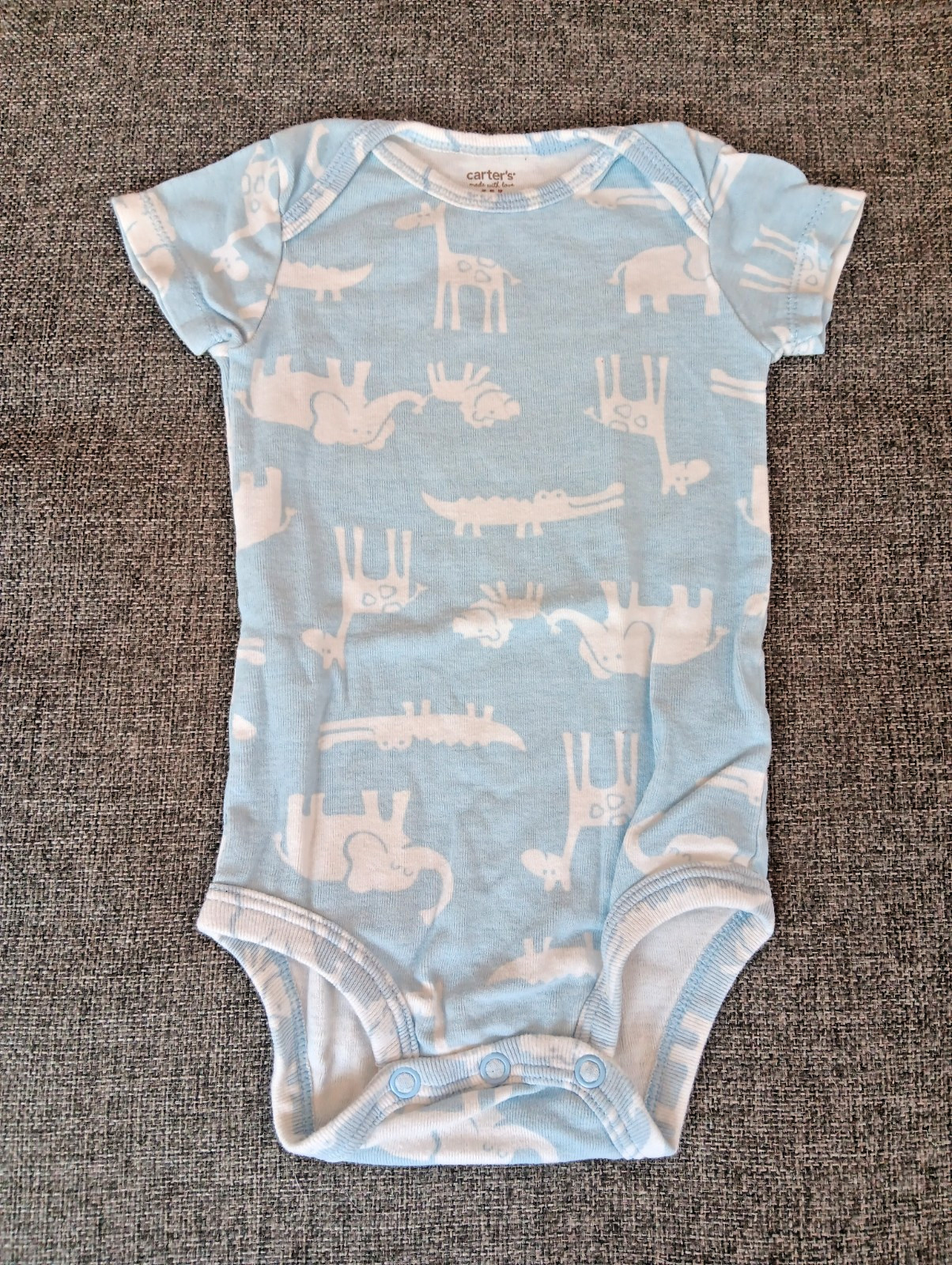 Carters Shirt 6 Months Boys baby Short sleeve Blue White Safari Animals