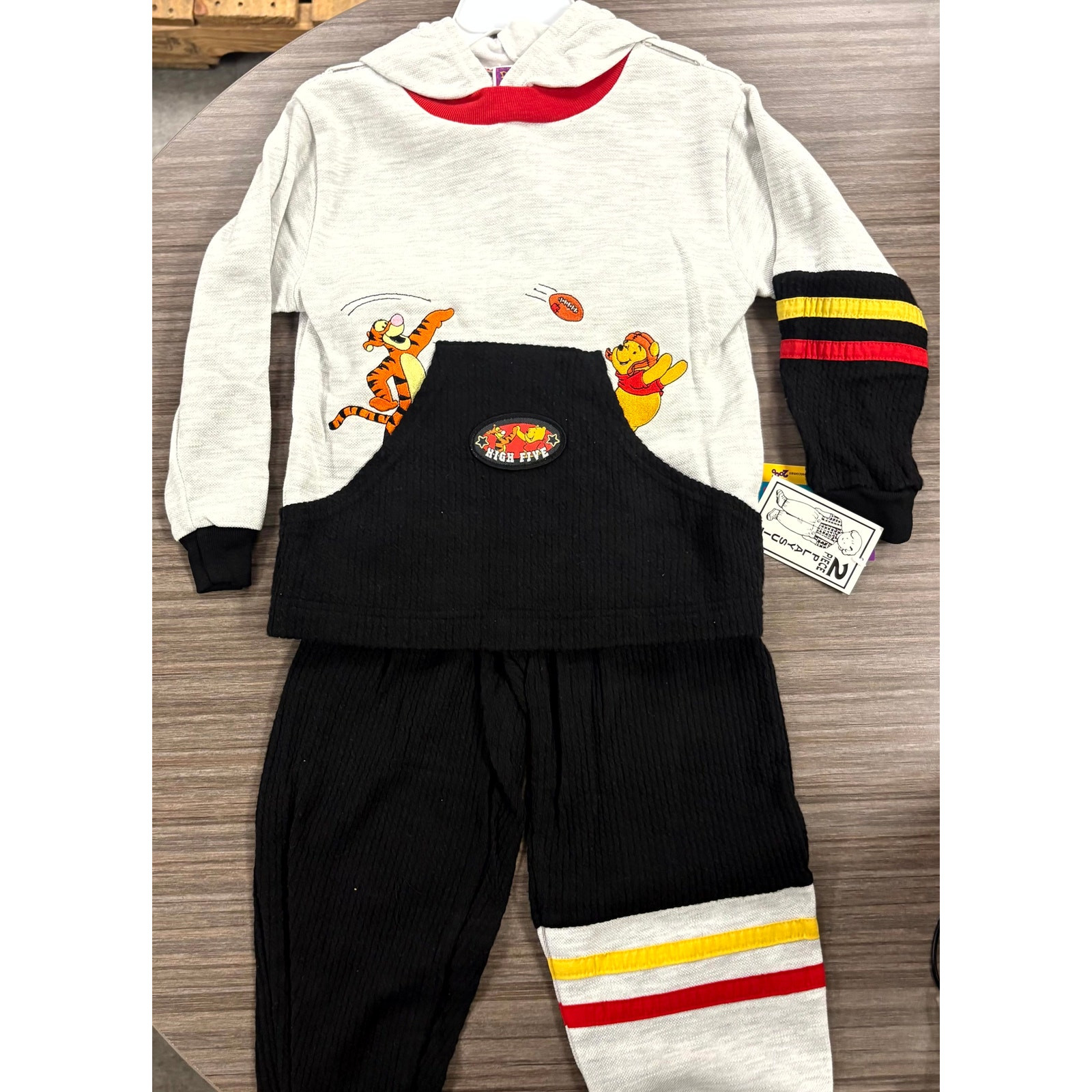 Vintage Disney Pooh Hoodie Pants Set Boys 2T Gray Black Winnie Tigger Football