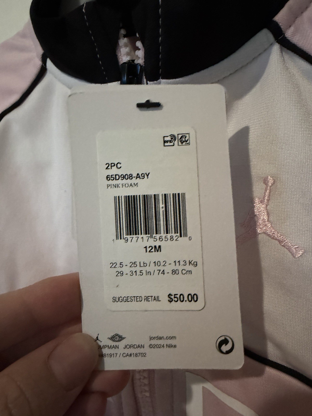 NWT Jordan 12 Month Girls Pink Track Full Zip Jacket New Sweatshirt Top Only