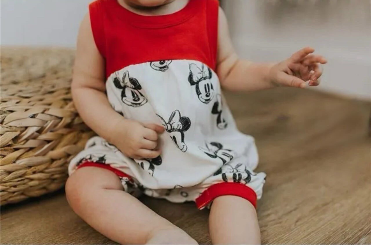 Finn+Emma 2Pk Girls Bubble Romper Disney Minnie & Sweet Treats 6-9 Months EUC