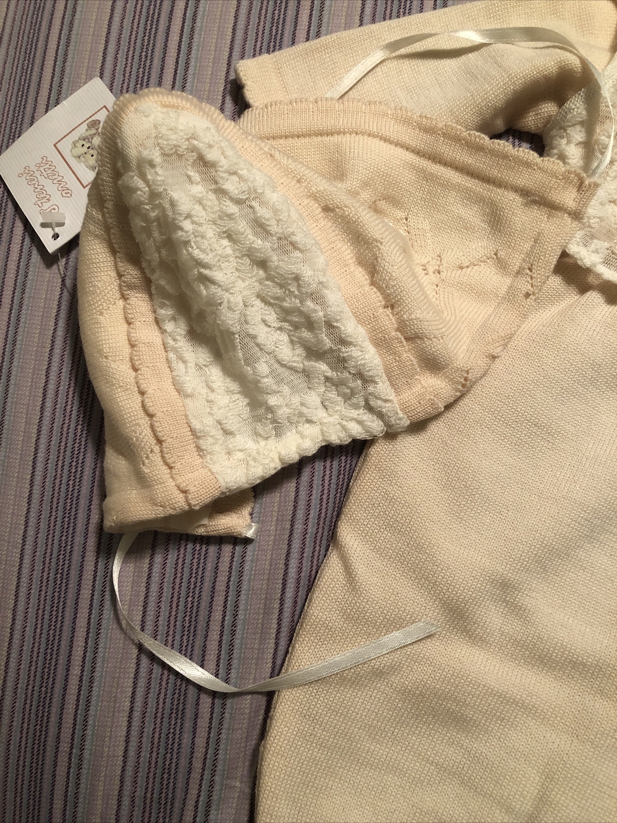 Jteveri Orsetti Ombre Peach Sweater Set With Hat Made In Italy 0-6 Months