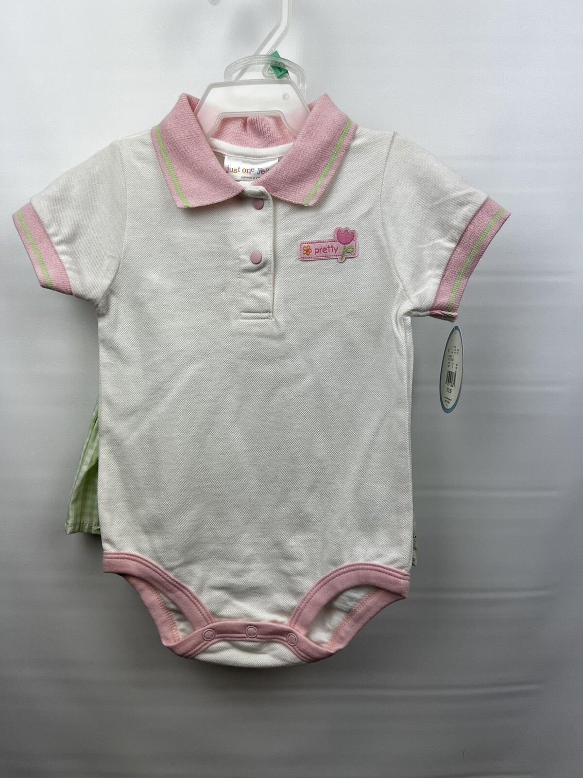 Carters JustOneYou Infant Girls 6/9months 2pcSkort set New White1pc w/greenBott