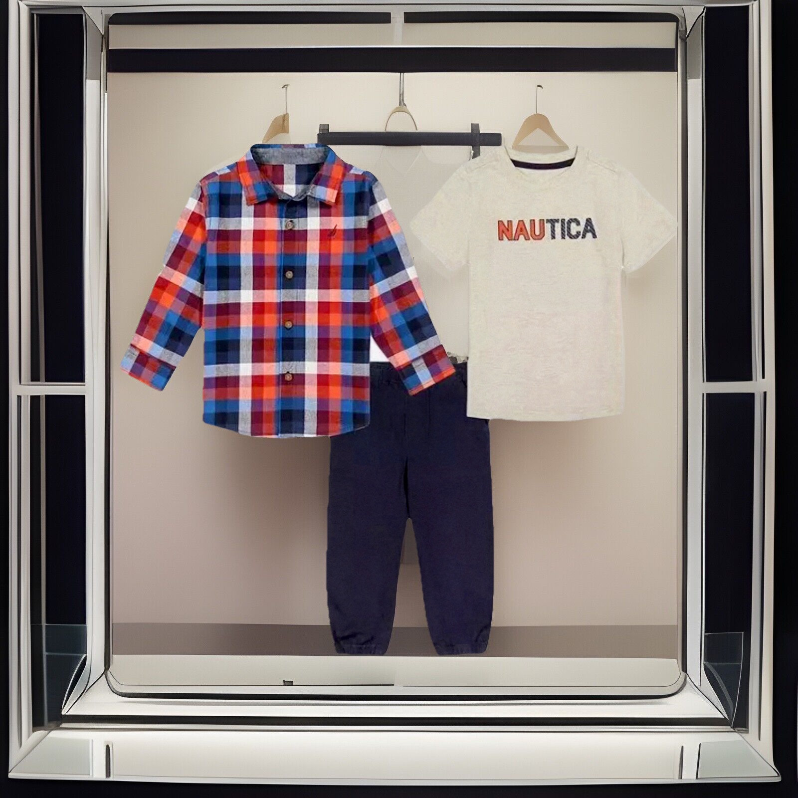 Boys NWT Nautica Piece Pants Set Dress Shirt & T-Shirt 3 Piece Set 3T
