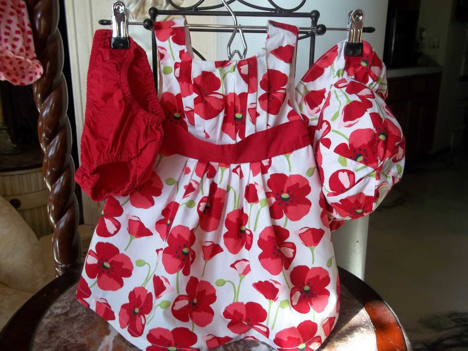 Gymboree 2012 Poppy Friends dress with back bow bloomers chin strap hat 6-12