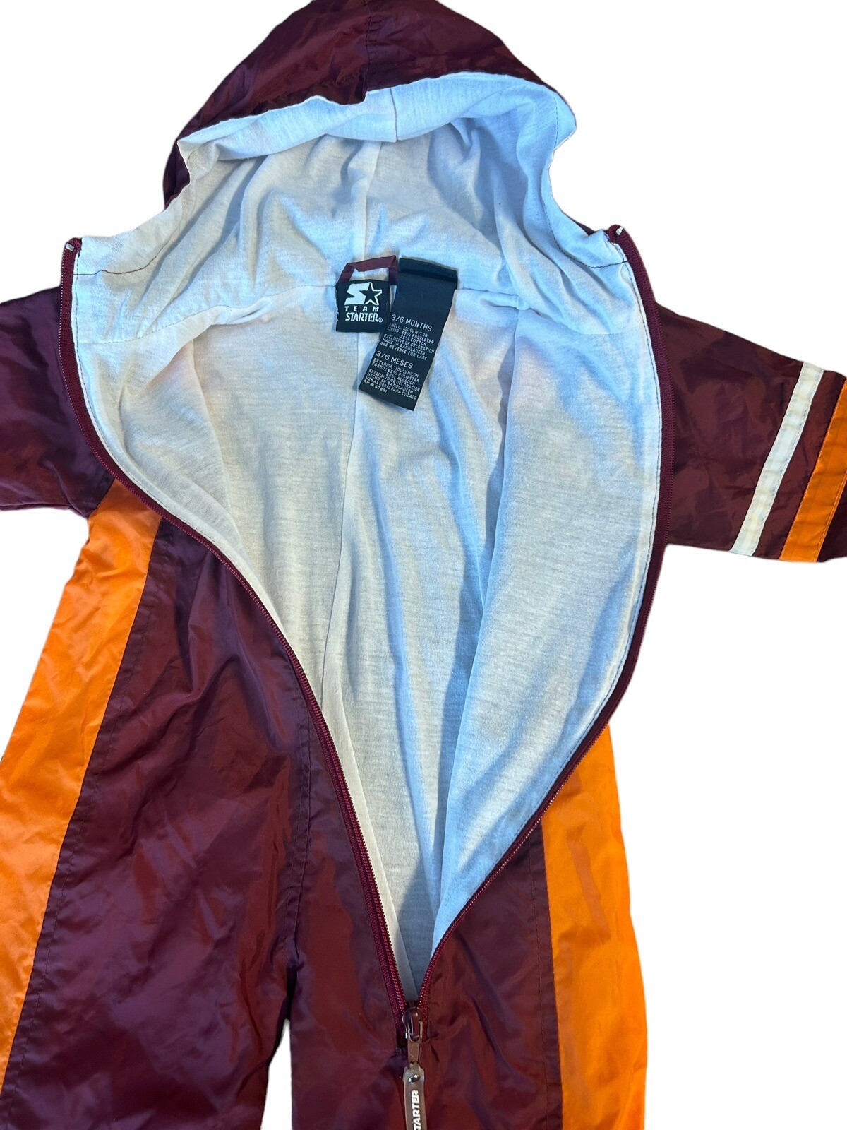 Virginia Tech VT Hokies Starter windbreaker Nylon Baby Zip Up Suit 3-6 Months