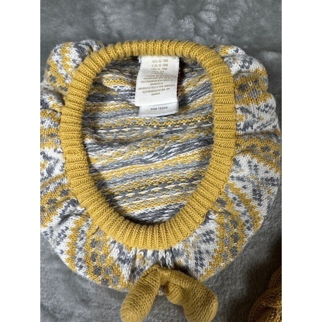 Cynthia Rowley Girl Mustard Yellow Cable Knit Sweater Dress Beret Tights 6-9M
