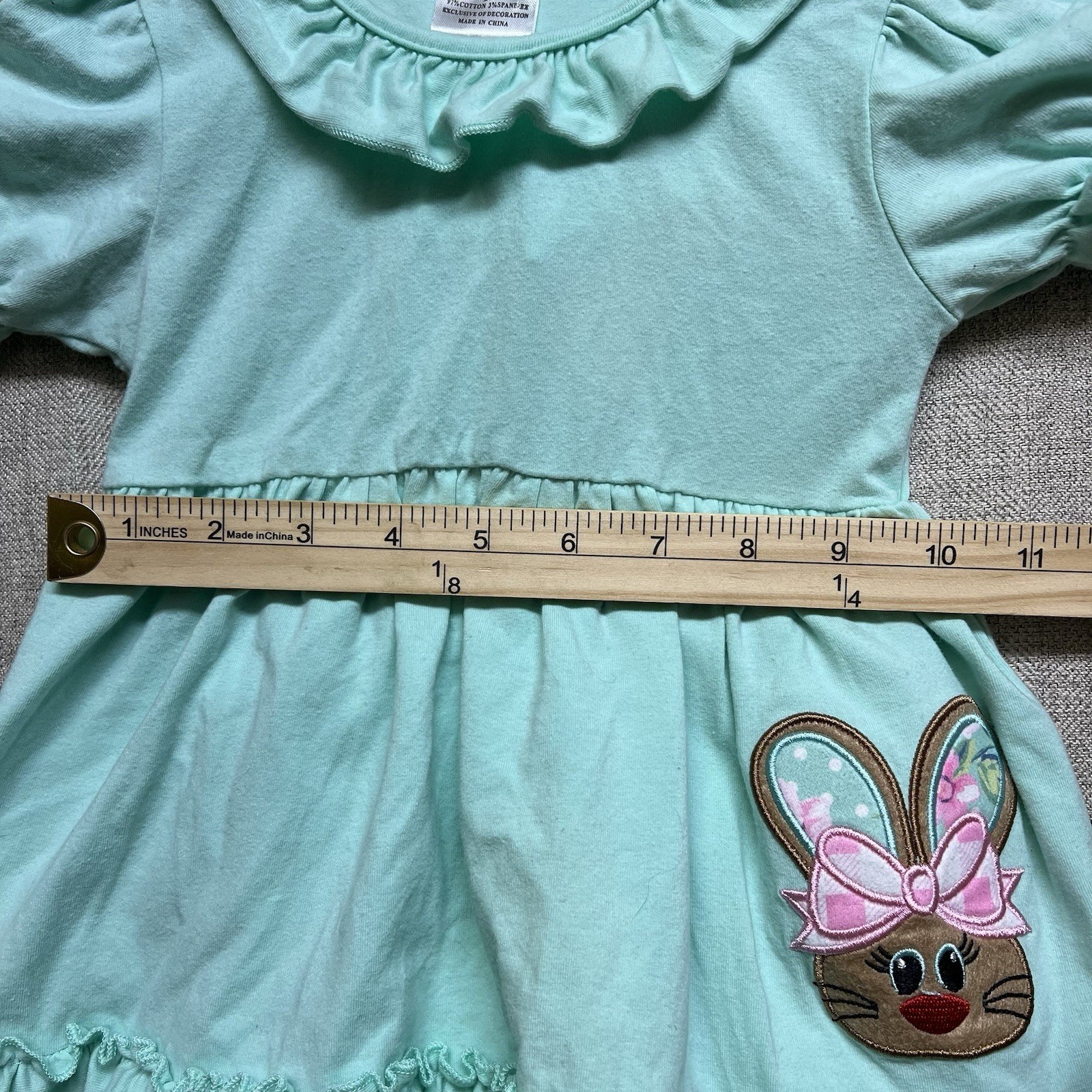 Little Girl’s Easter Bunny Tunic Ruffled Legging Appliqué Med Read Measurement