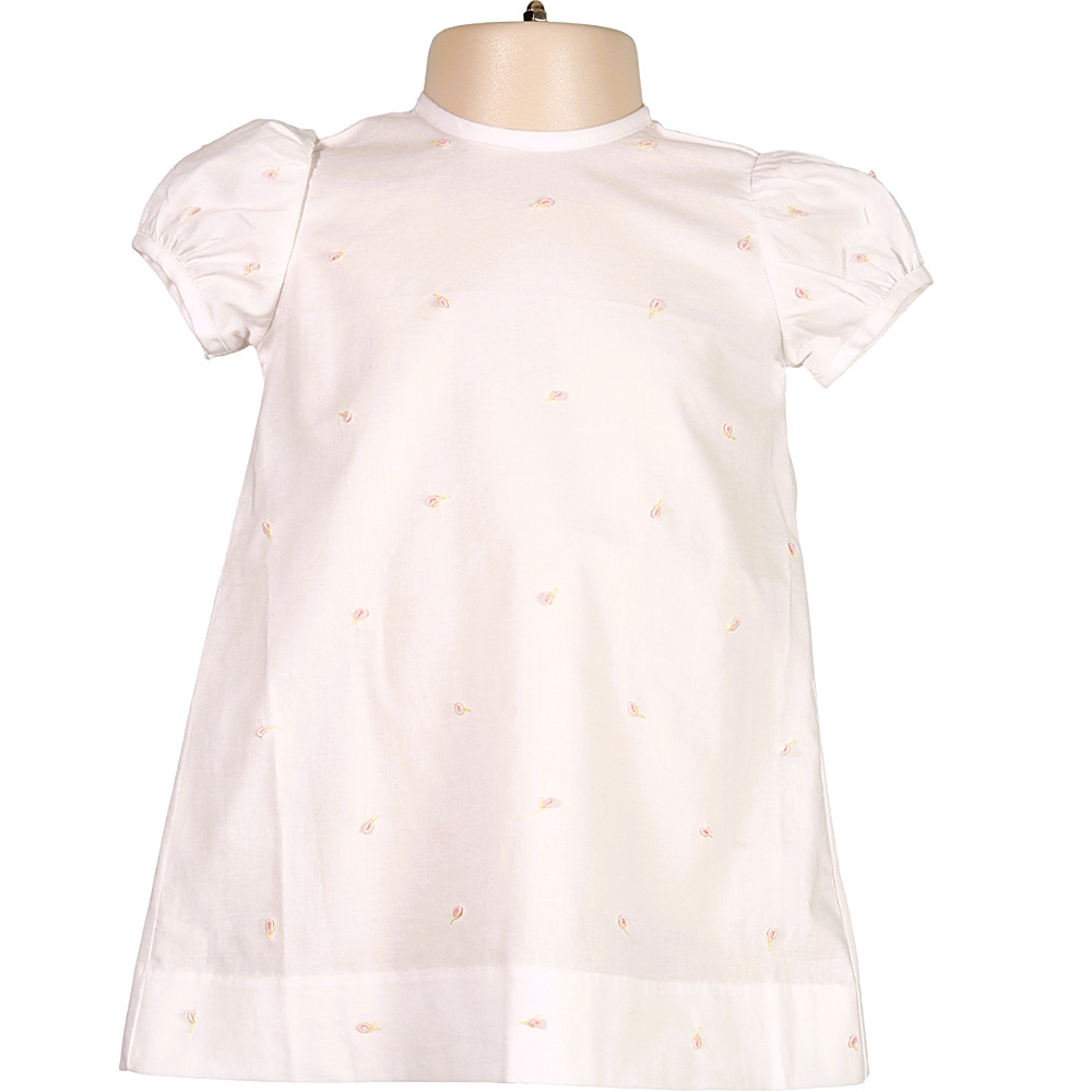 White Heirloom Rosebud Hand Embroidered Dress