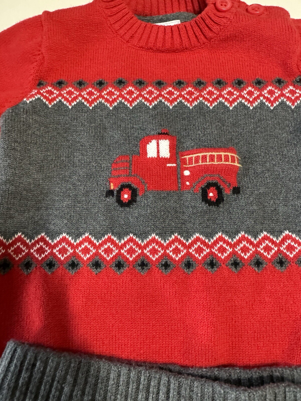 Gymboree Boys 12-18 Mo Fun And fancy Fire Truck Engine Sweater Pullover And Pant