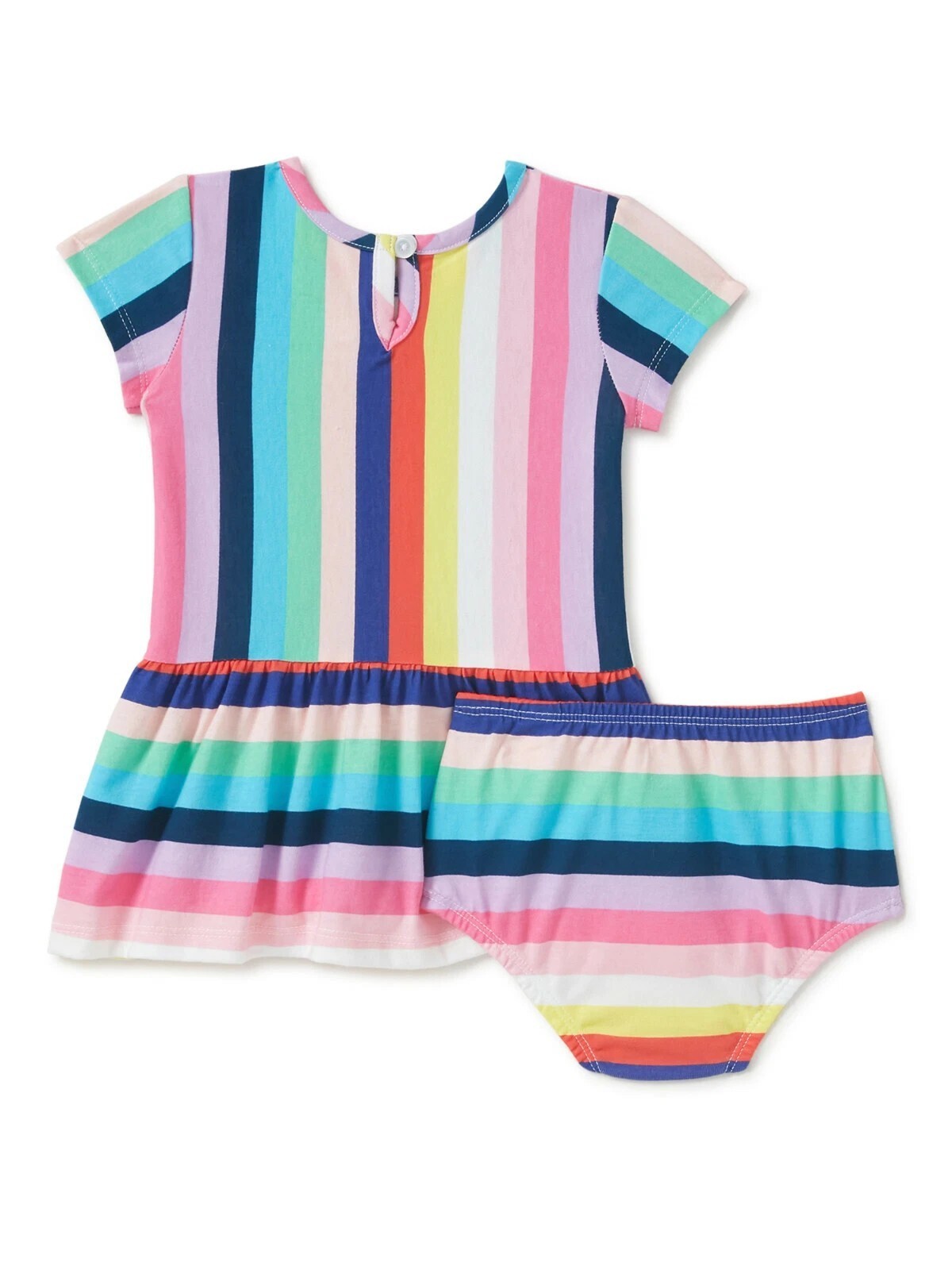 Wonder Nation Baby Girl Knit Cotton Dress Set Multi Stripe 3/6 Months NEW
