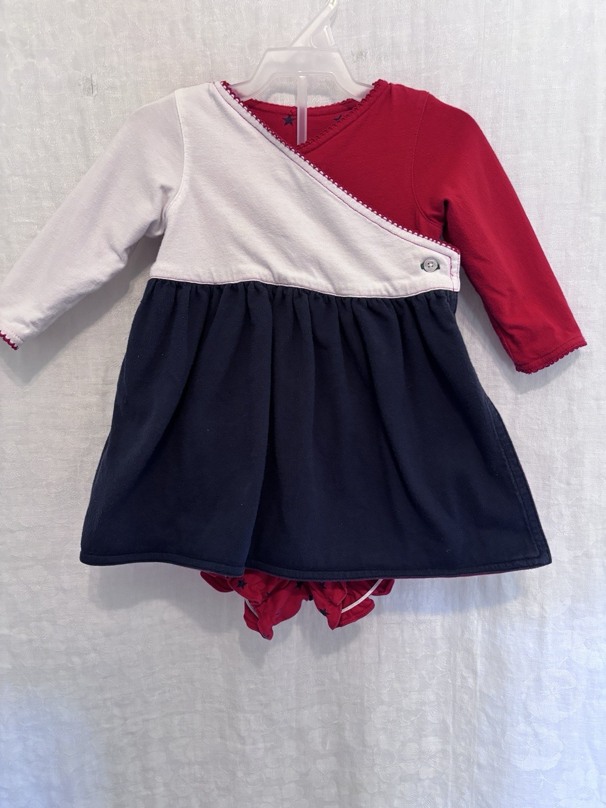 Vtg Tommy Hilfiger Baby Reversible Wrap Dress Set 6-12m ColorBlock Patriotic