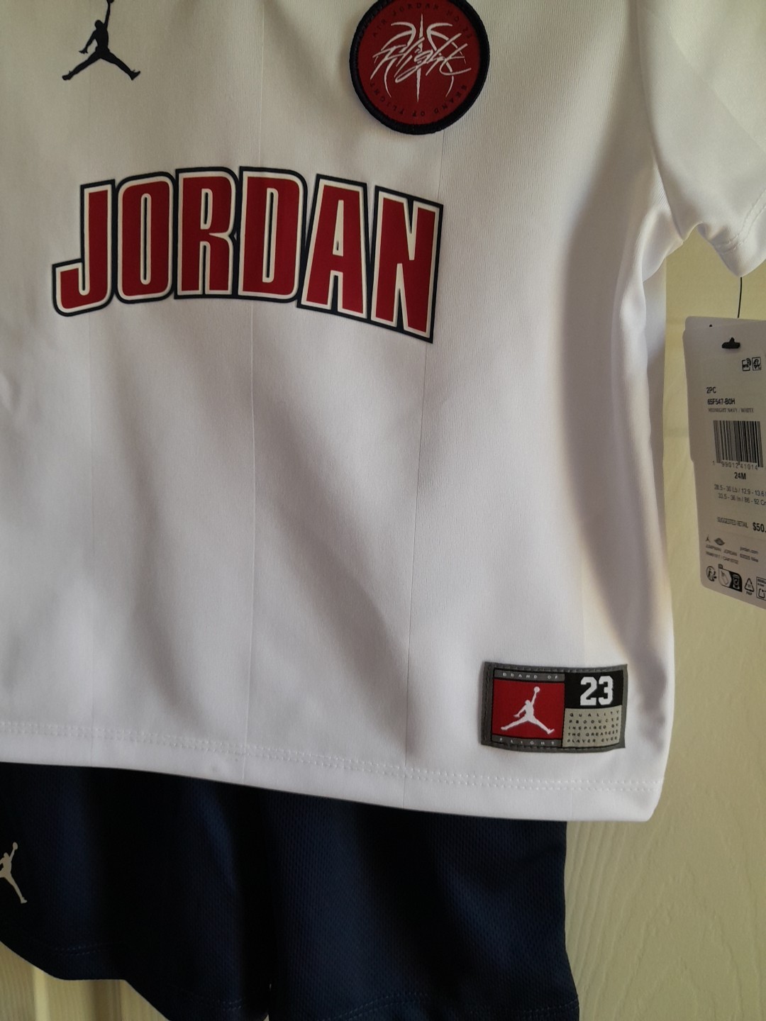 Jordan Baby Boys 2 Pc Jersey Short Set Size 24 Months White Navy NWT Jumpman