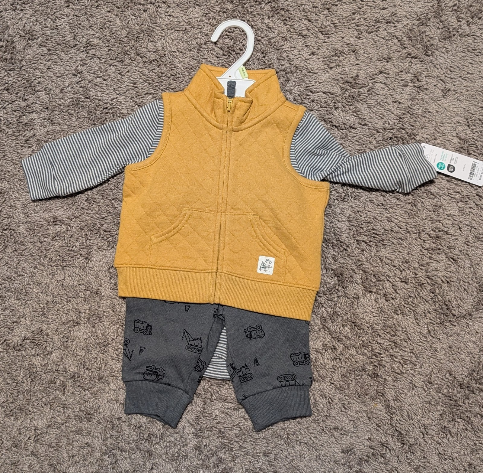 NWT Carter’s 3pc. Set Vest Pants Shirt Construction Outfit Size 3m Fall Set