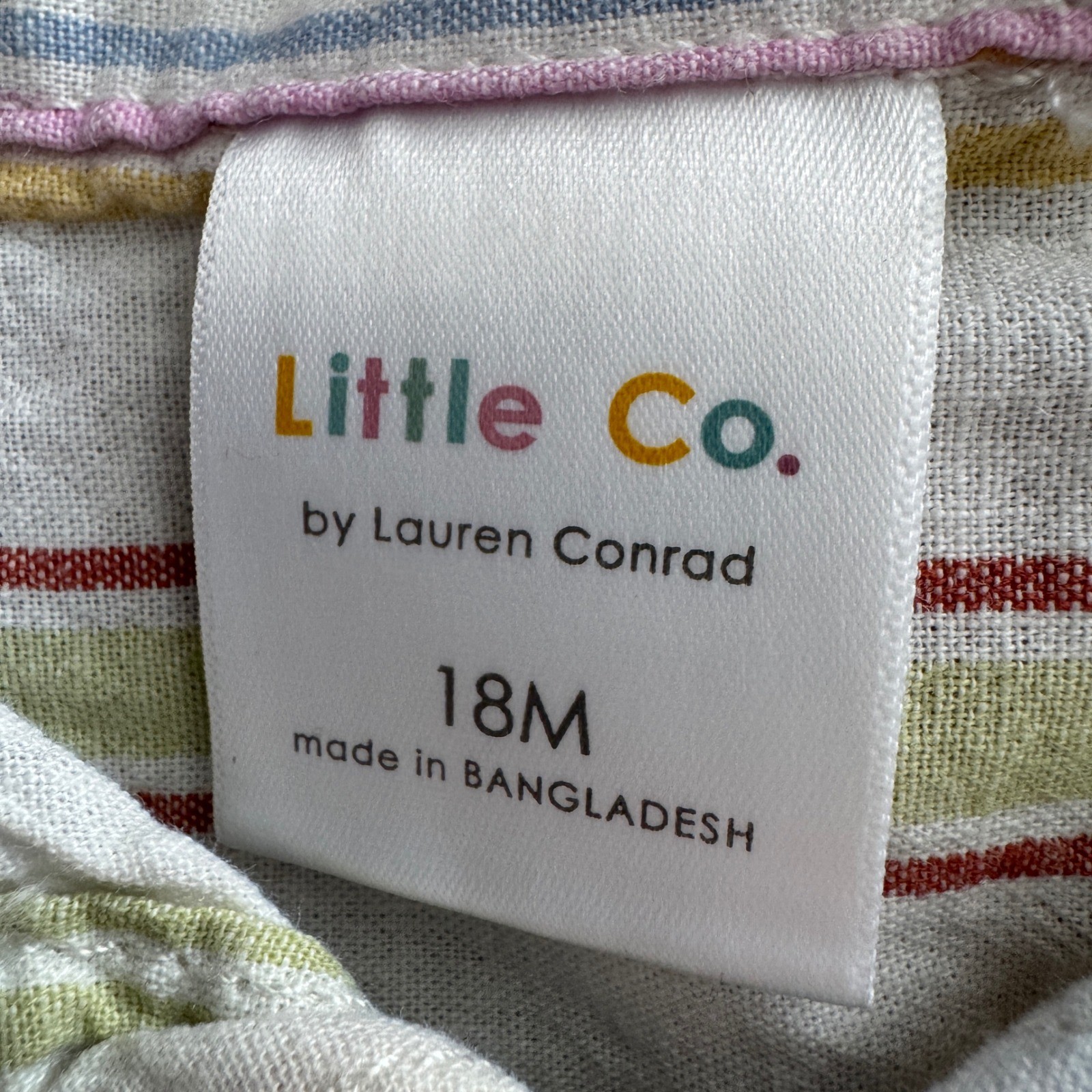 Little Co. Shirt and Shorts Set Unisex 18M Multicolor Linen Blend Striped Boho