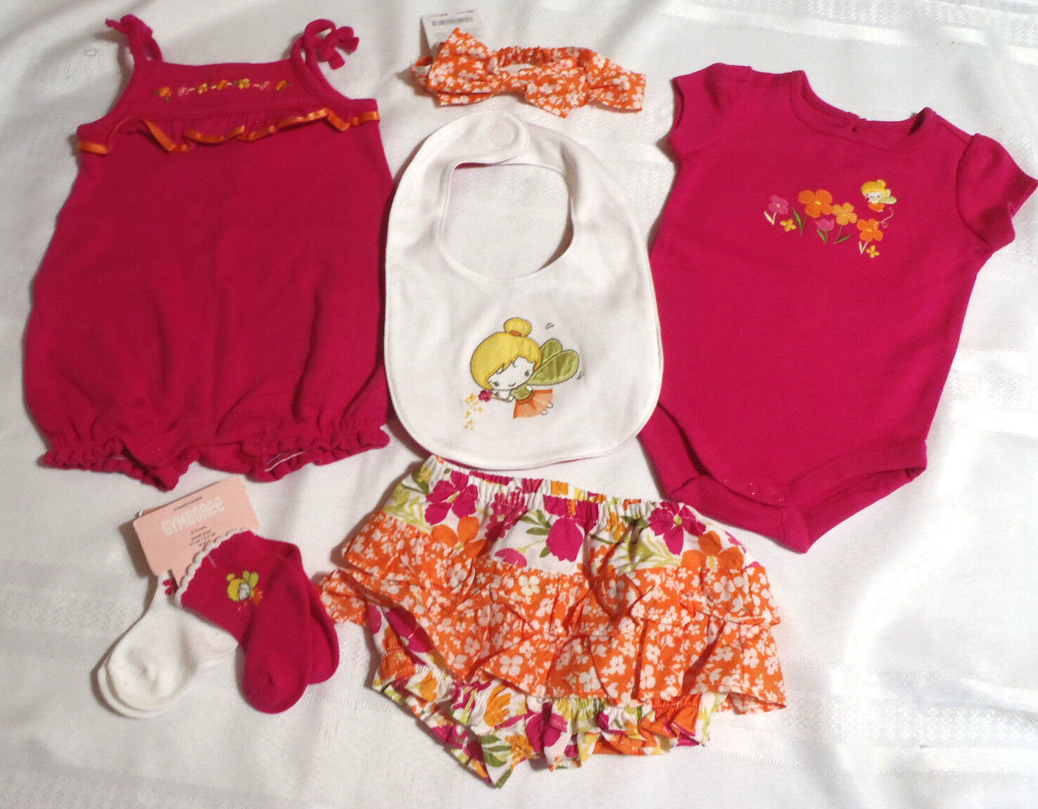 Gymboree Fairy Floral 0-3 Month Bodysuit Bloomers Headband Socks Outfit NWT
