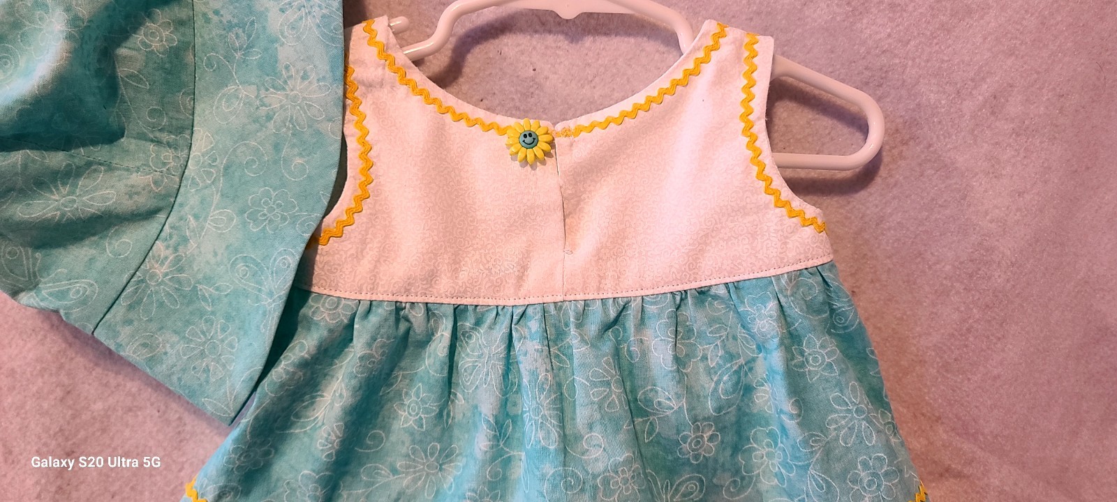 Infant Girls Size 3mn White & Teal 3 Piece Outfit Buttons & Trim