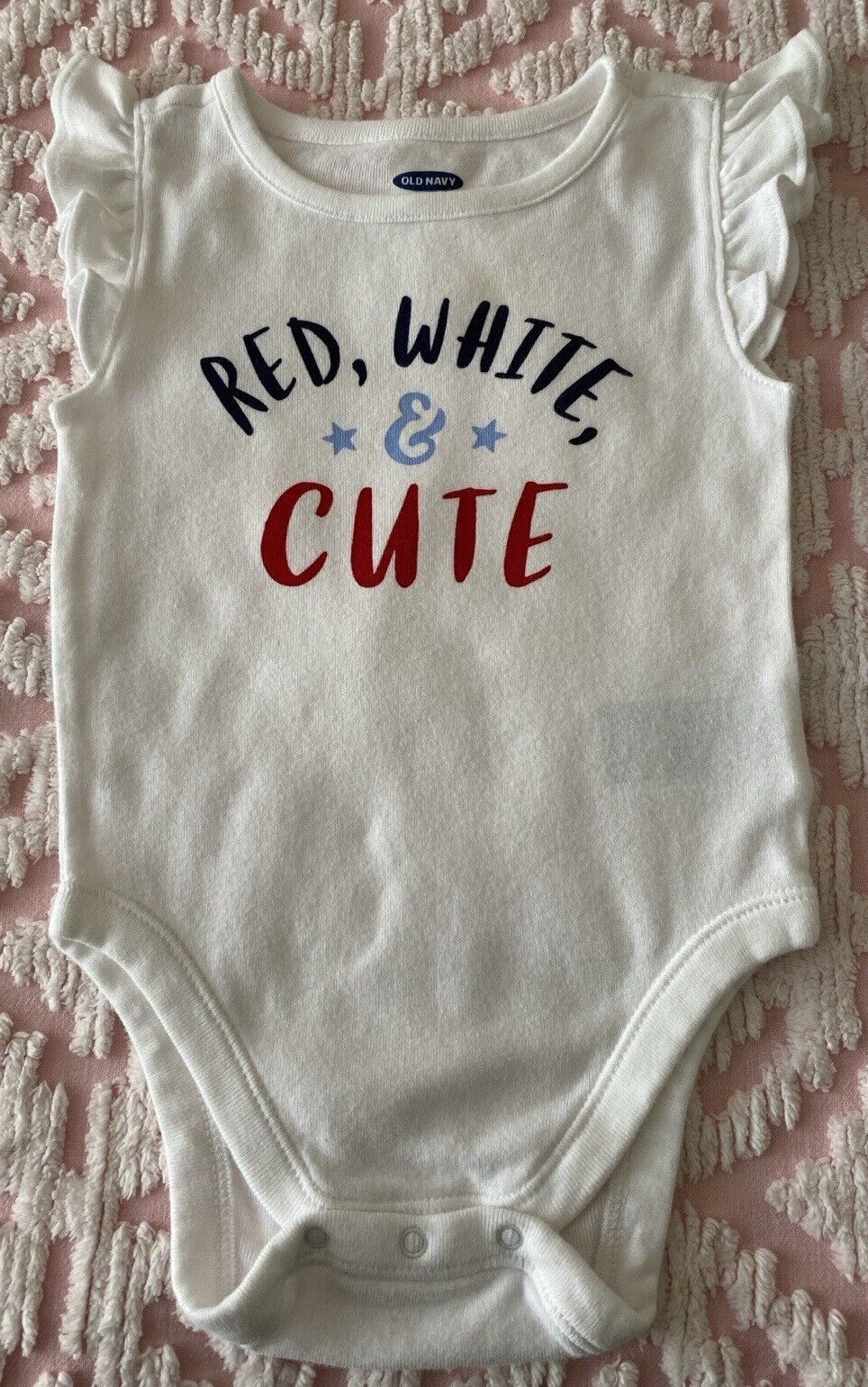 INFANT TODDLER GIRLS PATRIOTIC RED WHITE BLUE STARS STRIPES 2 PC OLD NAVY SZ 12M