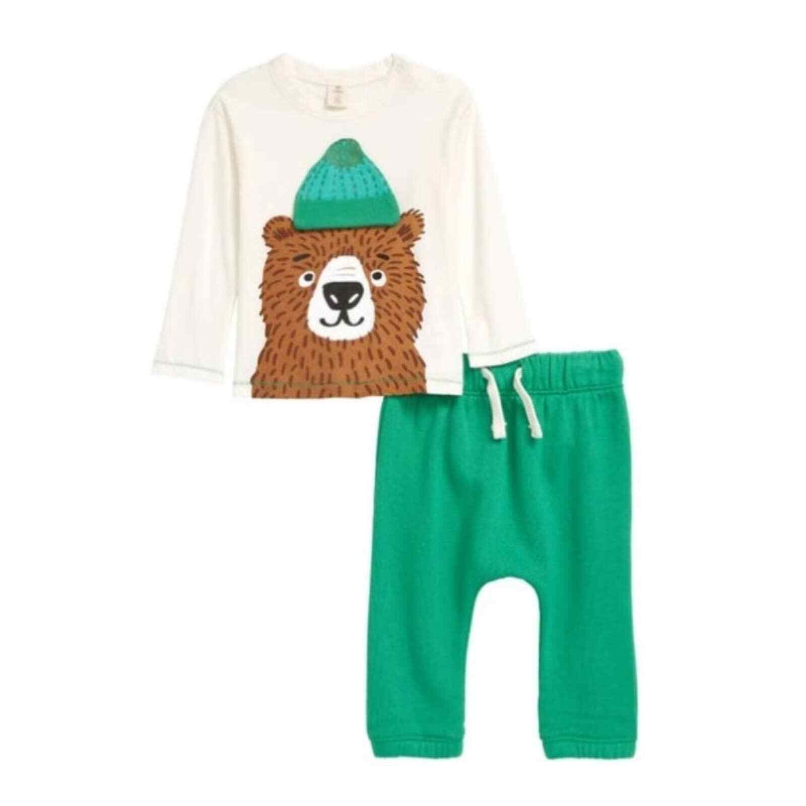 Tucker + Tate Appliqué Graphic Tee & Trouser Set Ivory Egret Backyard Friends 6M